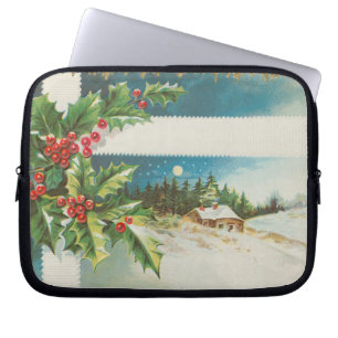 Julscenen Holly Snö Winter Laptop Fodral