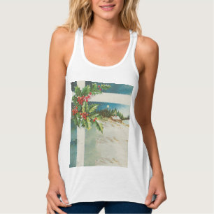 Julscenen Holly Snö Winter Linne Med Racerback