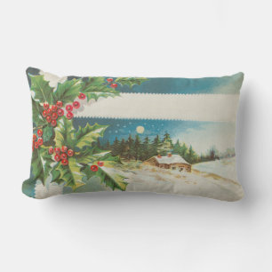 Julscenen Holly Snö Winter Lumbarkudde