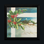 Julscenen Holly Snö Winter Minnesask<br><div class="desc">Ett gammaldags julkort från omkring 1910,  det är perfektens hem för julscenen med ett hus i snö och som dekorerar fronten. God Jul!</div>