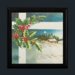 Julscenen Holly Snö Winter Minnesask<br><div class="desc">Ett gammaldags julkort från omkring 1910,  det är perfektens hem för julscenen med ett hus i snö och som dekorerar fronten. God Jul!</div>
