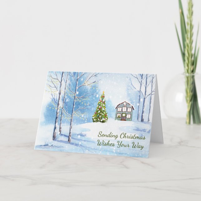 Julscenen med House & Skogen Card Helgkort (Framsida)