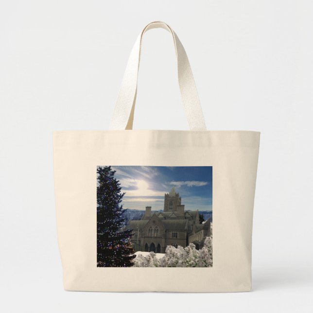 Julscenen med katedral tote Bag Jumbo Tygkasse (Framsidan)