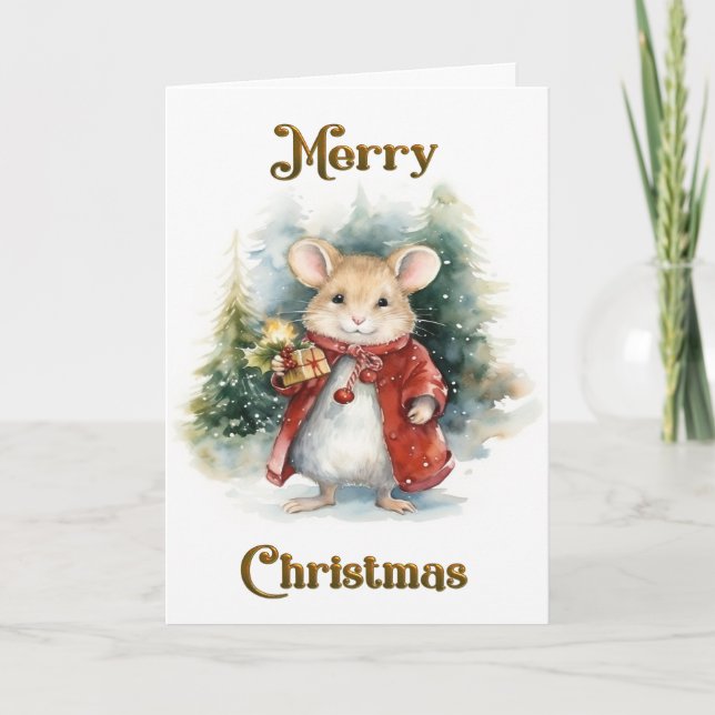 Julscenen med kort för cute-mus (Framsida)