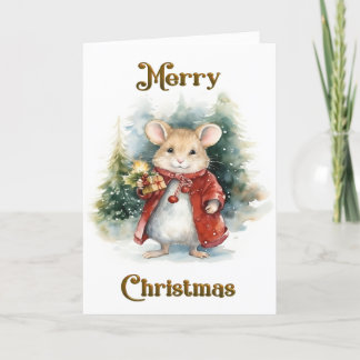 Julscenen med kort för cute-mus