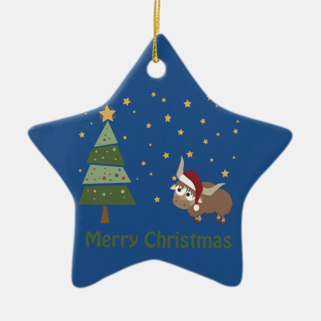 Julscenen Santa Yak Julgransprydnad Keramik (Framsidan)