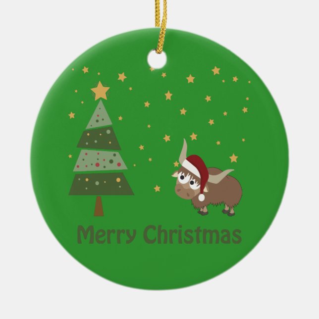 Julscenen Santa Yak Julgransprydnad Keramik (Framsidan)