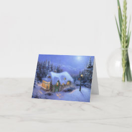 "Julscenen Snö" - hälsningskort Helgkort
