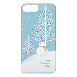 Julscenen Snö med Snögubbe Phone Case