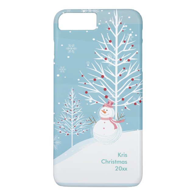 Julscenen Snö med Snögubbe Phone Case Case-Mate iPhone Skal (Baksida)