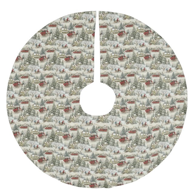 Julscenen vintage Land Julgransmatta Borstad Polyester (Framsidan)