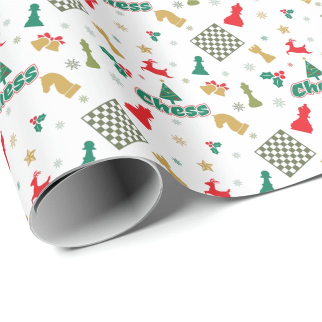 Julschack - Pjäser, Träd, Järnek och Renar Presentpapper (Rullad Hörn)