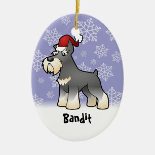 JulSchnauzer (tillfoga ditt husdjurnamn), Julgransprydnad Keramik