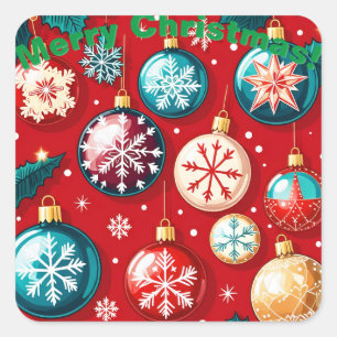 Julserie 1 - Ornament Stickers Fyrkantigt Klistermärke