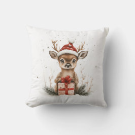 Julserien Baby Hjort i Santa Hat Gift Kudde