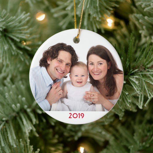 Julserverfamiljens fotomall 2019-Coola för Anpassn Julgransprydnad Keramik (Träd)