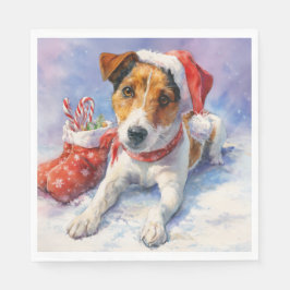 Julservett med bedårande Jack Russel Pappersservett