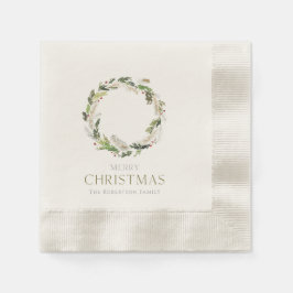 Julservett med grön krans pappersservett