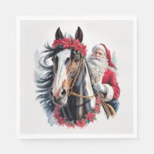 Julservett med Tomte som rider på en Paint Horse