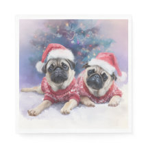 Julservett med två söta pugs