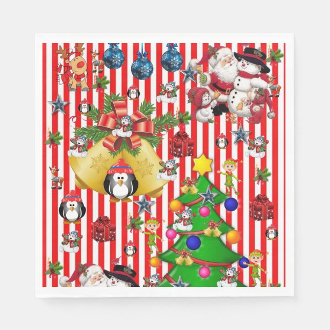 Julservetter, God Jul Pingvin Pappersservett (Framsidan)
