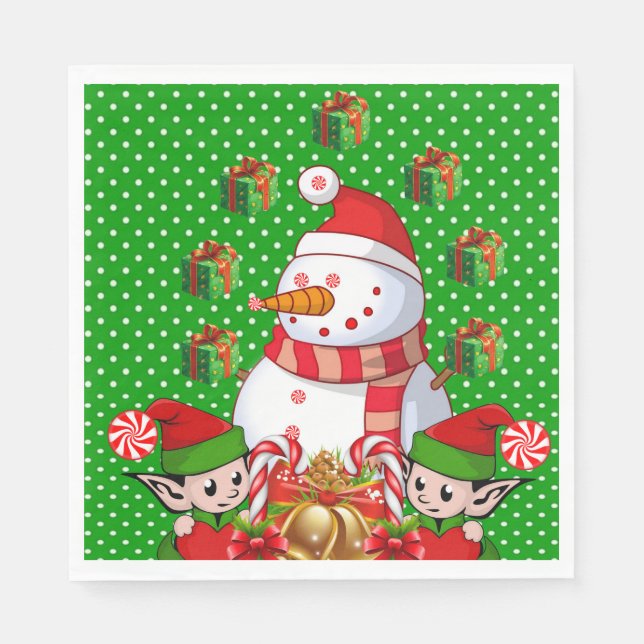 Julservetter, God Jul Snögubbe Pappersservett (Framsidan)