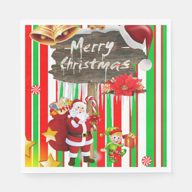 Julservetter, God Jul Tomte Pappersservett (Framsidan)