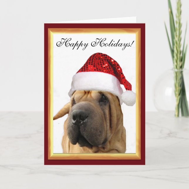 JulShar Pei hund Helgkort (Framsida)