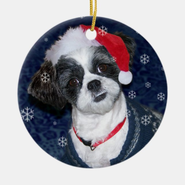 JulShih Tzu hund Julgransprydnad Keramik (Framsidan)