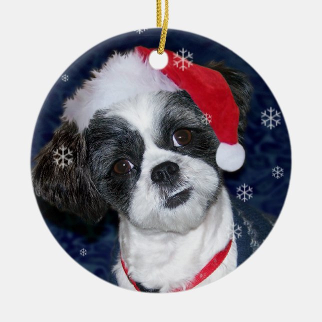 JulShih Tzu hund Julgransprydnad Keramik (Framsidan)