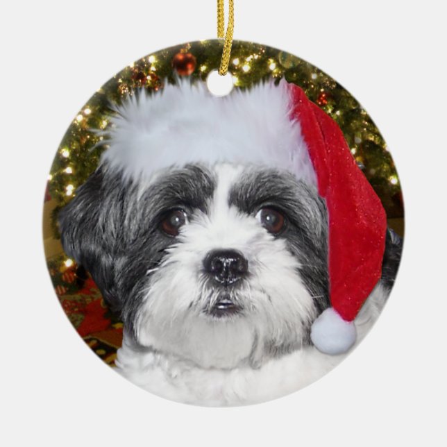 JulShih Tzu hund Julgransprydnad Keramik (Framsidan)