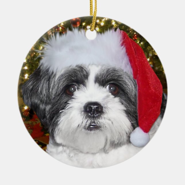 JulShih Tzu hund Julgransprydnad Keramik (Framsidan)