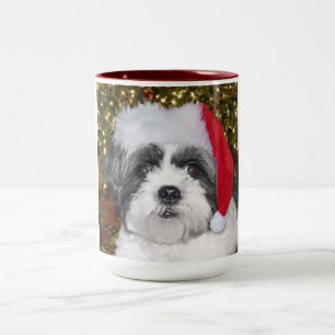 JulShih Tzu hund Två-Tonad Mugg