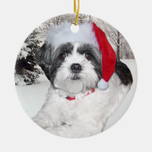 JulShih Tzu prydnad Julgransprydnad Keramik