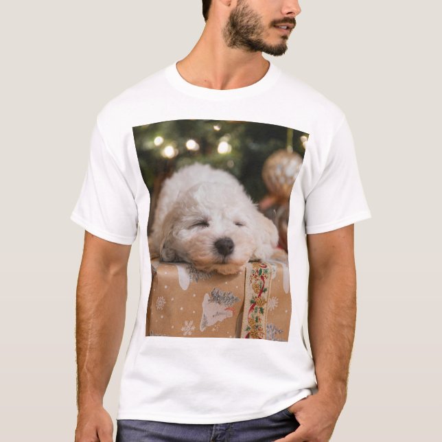 Julshirt med Cute Hund design T Shirt (Framsida)