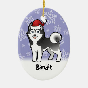 Julsiberian husky/alaskabo Malamute Julgransprydnad Keramik