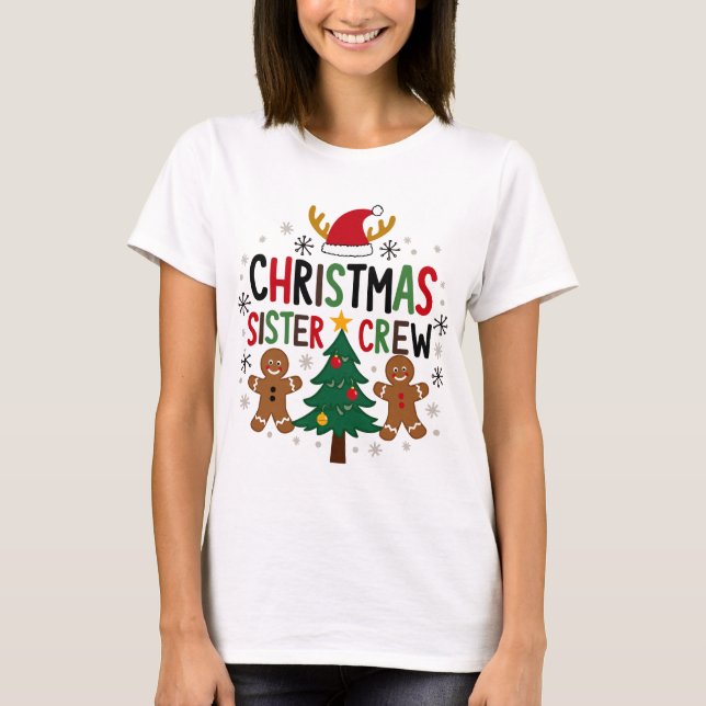 Julsister Crew Festive Gingertea Friends T Shirt (Framsida)
