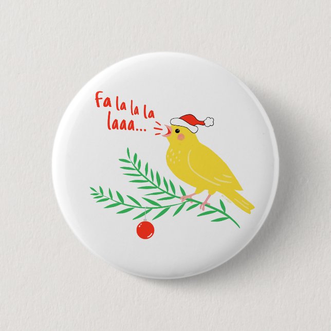 JulSjungande Kanariefågel Knapp (Framsida)
