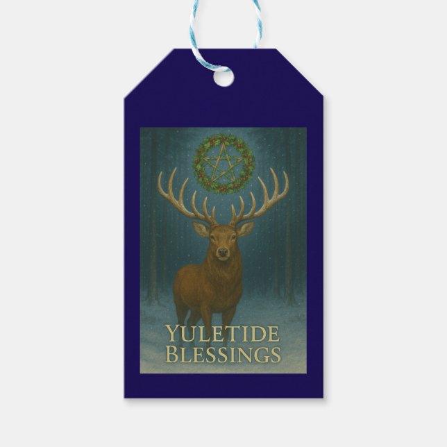 Julsk祝福stag julpresenttaggar presentetikett (Framsidan)
