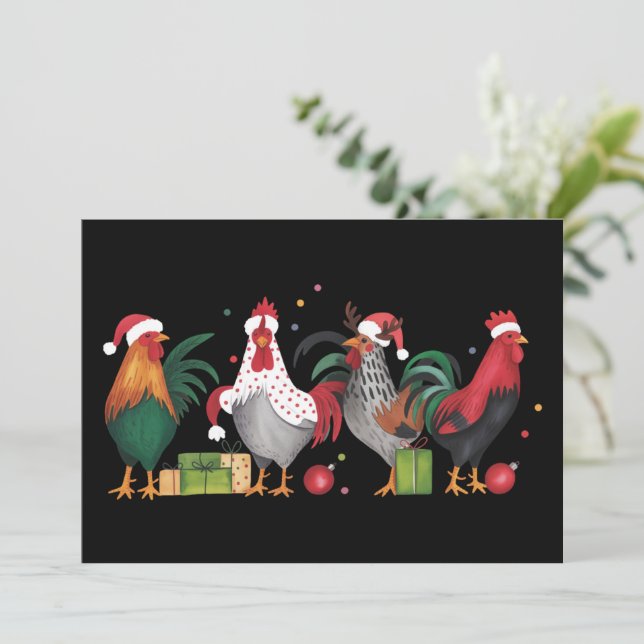 Julsk चिकन Älskare Xmas Rolig Högtid  Julkort (Stående Fram)