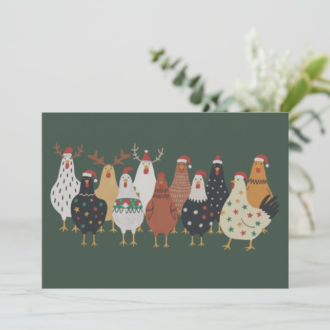 Julsk Chickengård Ljussatta Present för Djurutveck Julkort (Stående Fram)