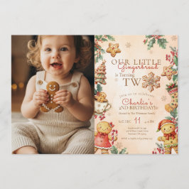 Julsk julgodis 2-års födelsedagsfoto inbjudningar