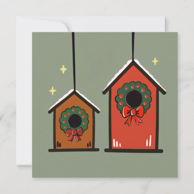 Julsk julstuga – Mysig Minimal Design Kort (Framsida)