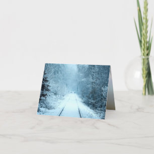 Julsk snow på järnvägsspår kort