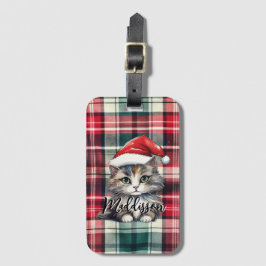 Julskägget Santa Cat med Namn Bagagebricka