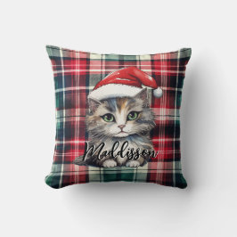 Julskägget Santa Cat med Namn Kudde