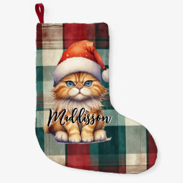Julskägget Santa Cat med Namn Liten Julstrumpa