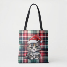 Julskägget Santa Cat med Namn Tygkasse