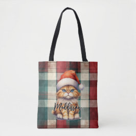 Julskägget Santa Cat med Namn Tygkasse