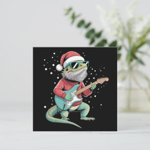 Julskäggig drake som spelar gitarrmusiker  julkort